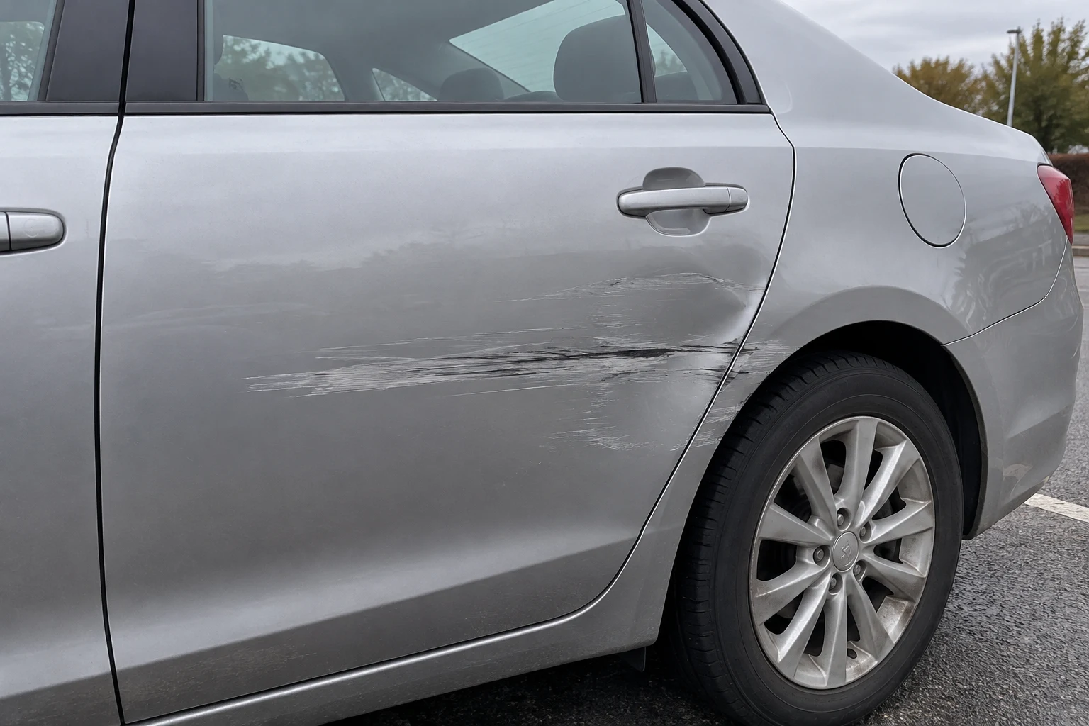 Generated vehicle submission showing a scrape on the rear door.